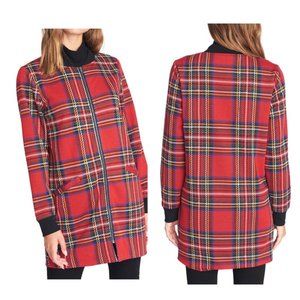 Sanctuary Red Plaid City Topper Front Zip Jacket